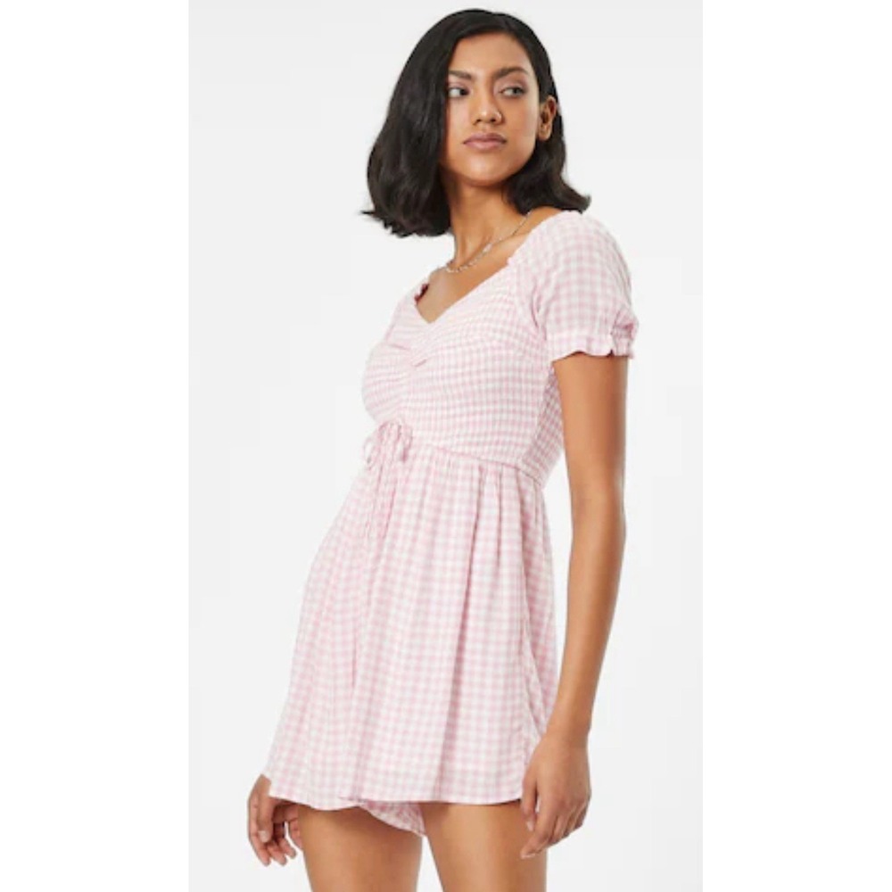 Hollister Small Pink Gingham‎ Romper Shorts One Piece Plaid Checked Coquette